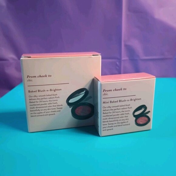 2 NIB Laura Geller PINK BUTTERCREAM Baked Blush-N-Brighten Reg .16 + Mini .08 - Picture 2 of 4